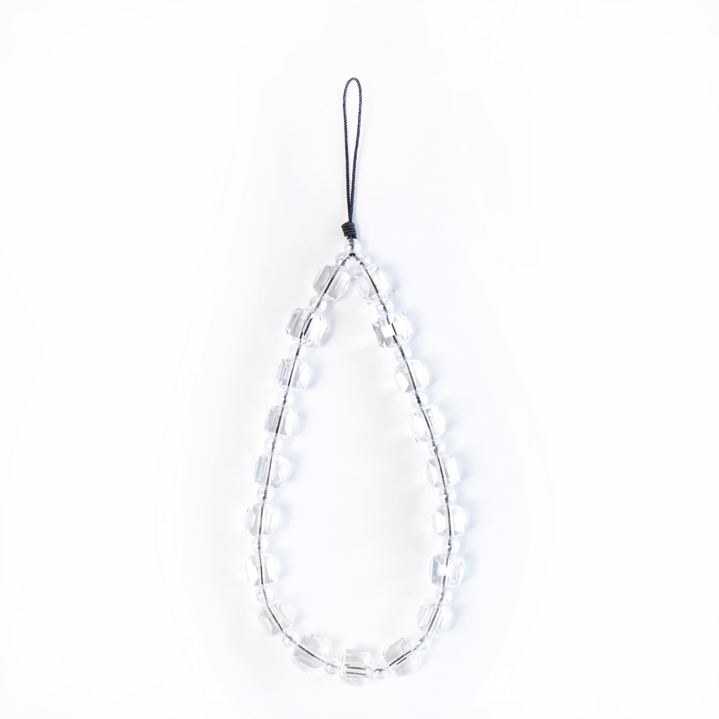 White Crystal Cube Phone Charm Strap