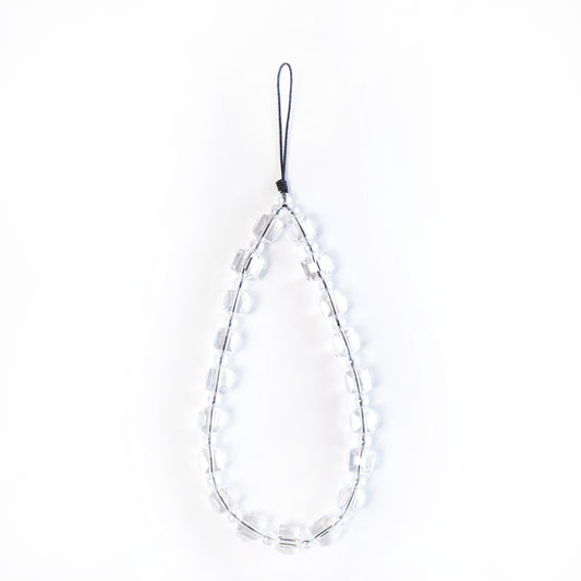 White Crystal Cube Phone Charm Strap