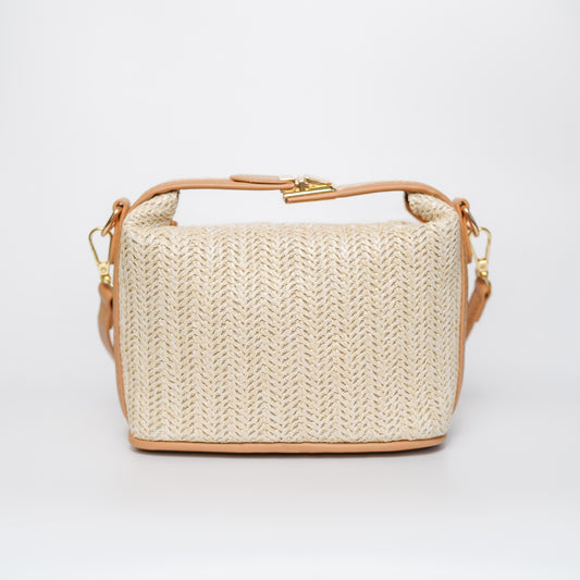 Holiday Raffia Top Handle Bag