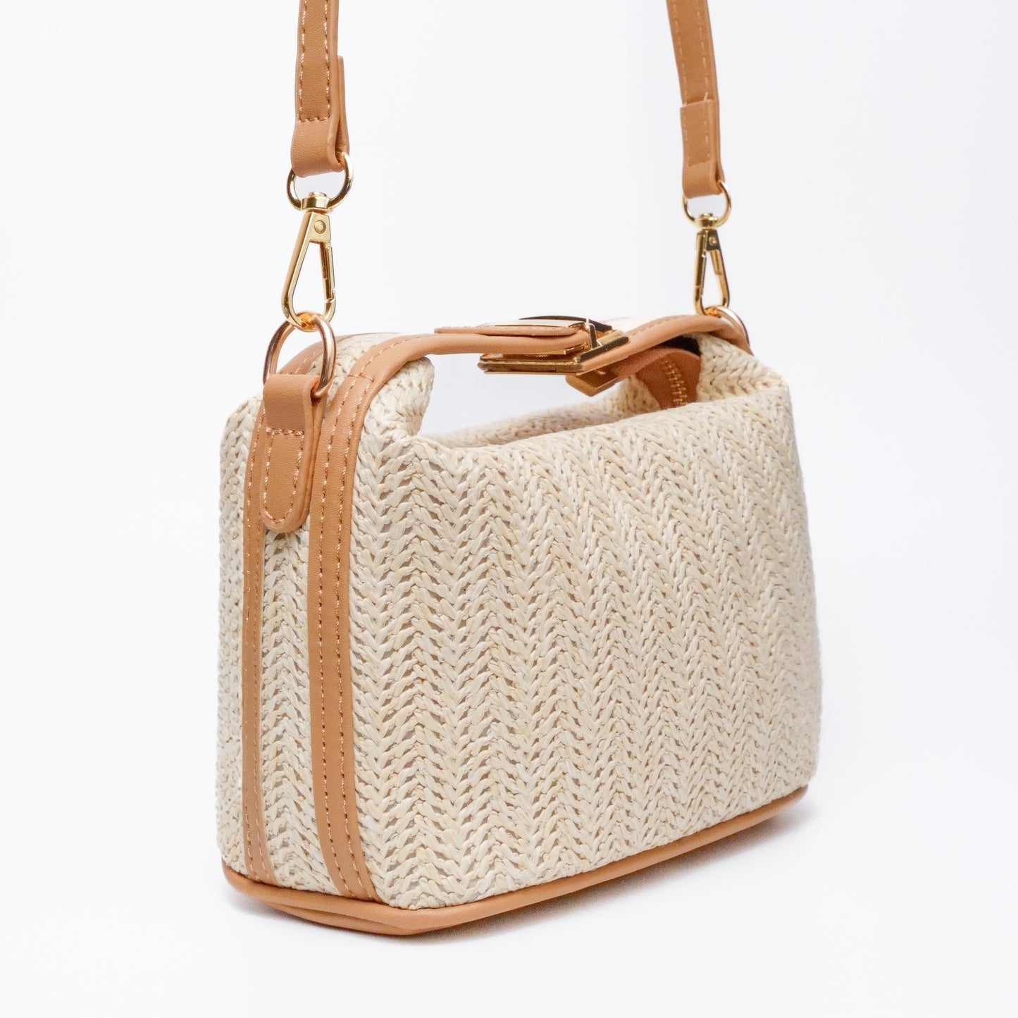 Holiday Raffia Top Handle Bag