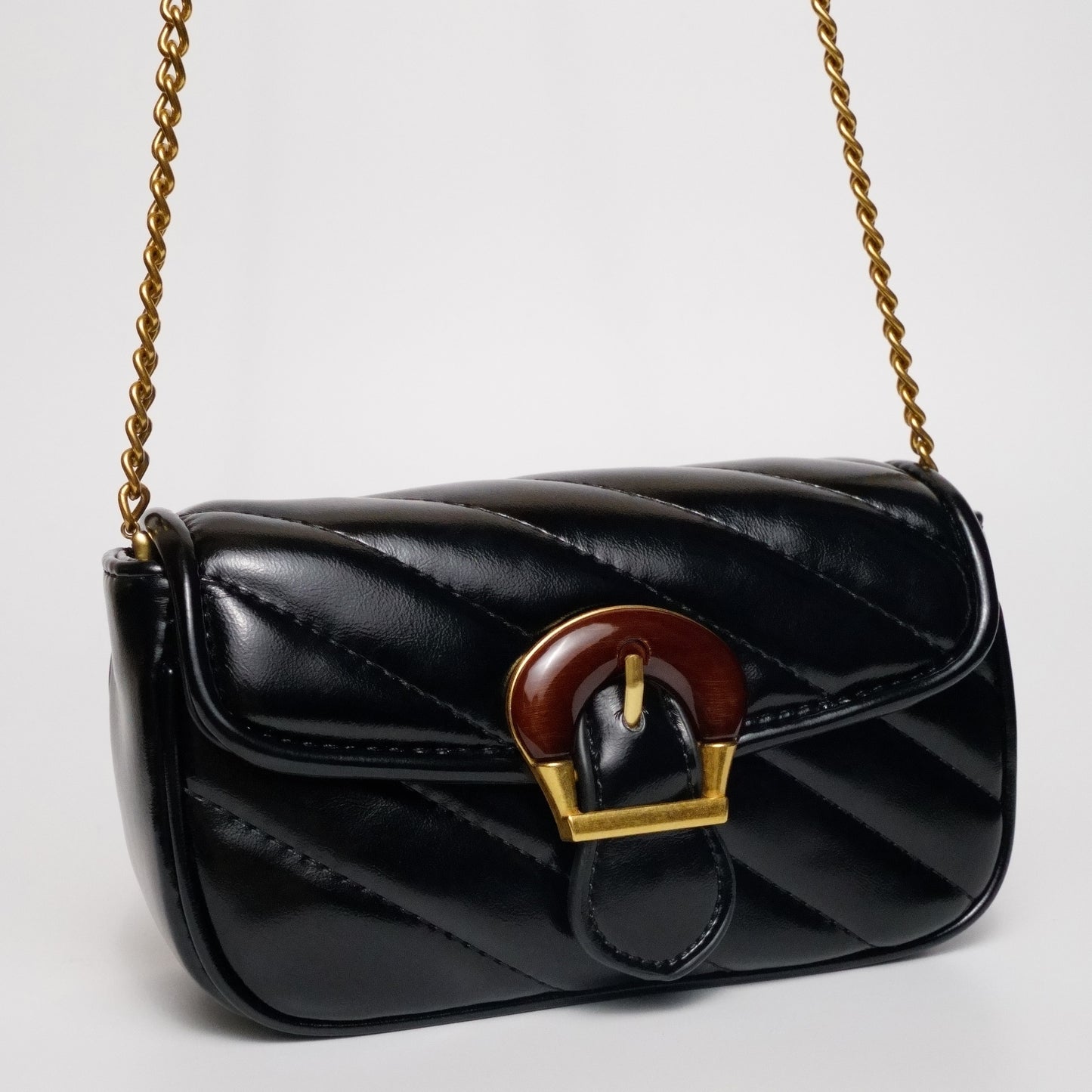 Black Woodie Crossbody Bag