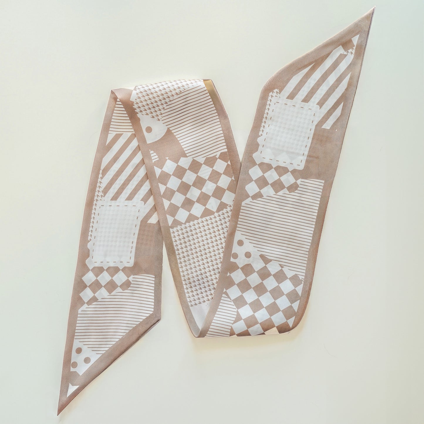 Beige Collage Twilly Scarf