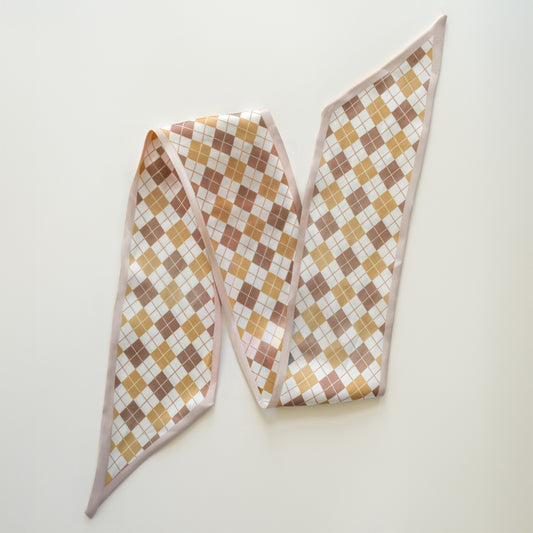 Beige Argyle Twilly Scarf