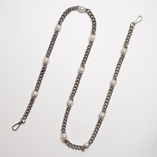 Vintage 12-Pearl Silvery Bag Chain