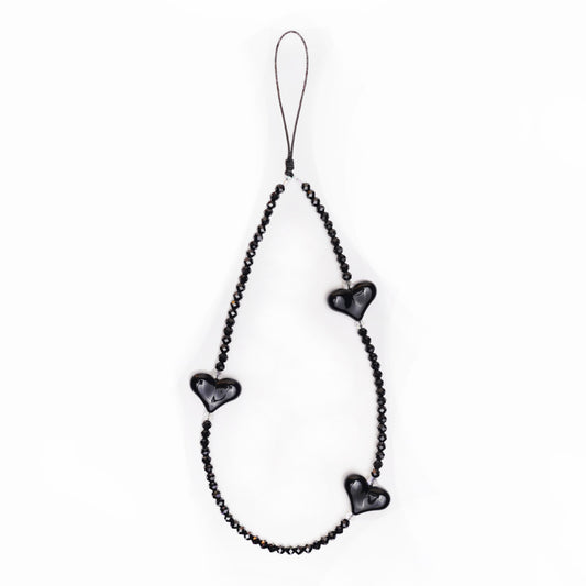 Obsidian Crystal Phone Charm Strap